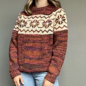 Vintage Hand Knit Fair Isle Nordic Wool Sweater